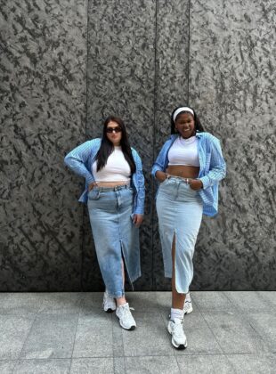 saias jeans longas para investir na tendência 2024