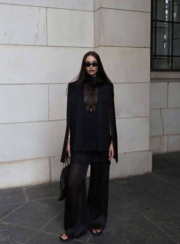 looks com pantalona preta