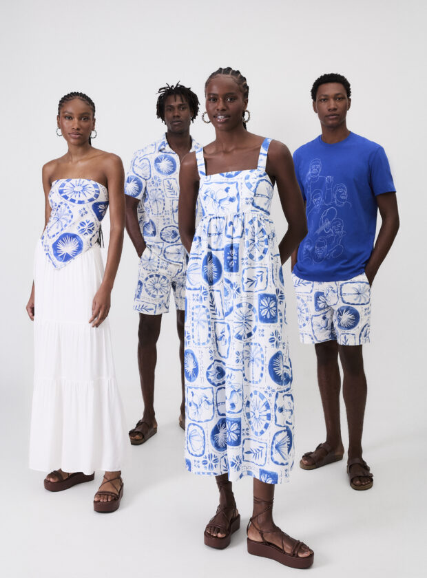 Modelos com looks da coleção-cápsula da Renner em homenagem a Gilberto Gil.