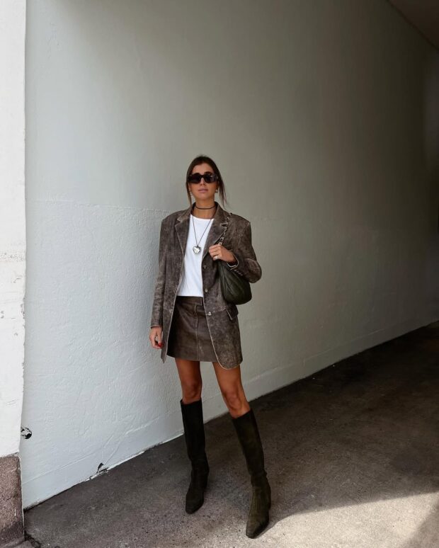 looks com saia de couro para a noite