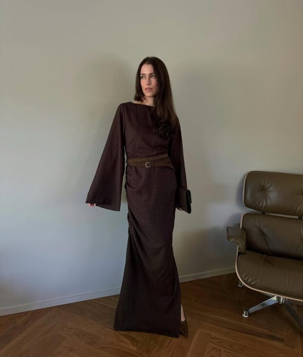 vestido longo e elegante para o inverno