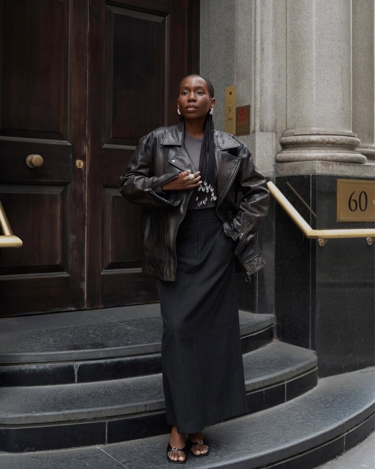 como ficar elegante com jaqueta de couro nos looks de trabalho