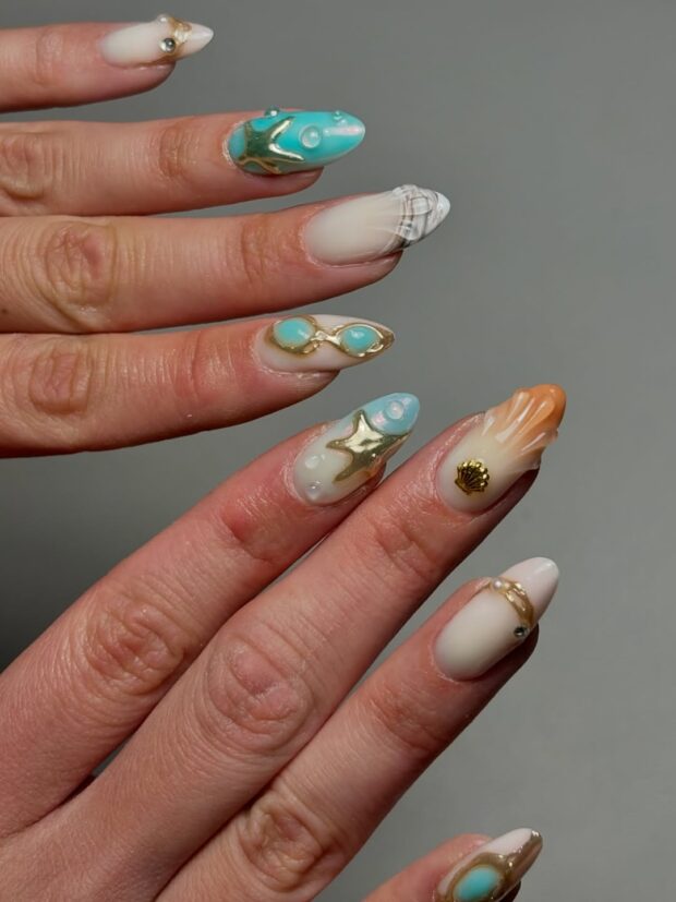 unhas inspiradas no fundo do mar