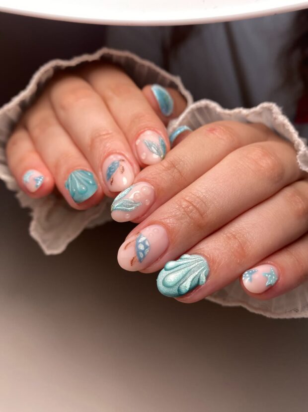 unhas inspiradas no fundo do mar