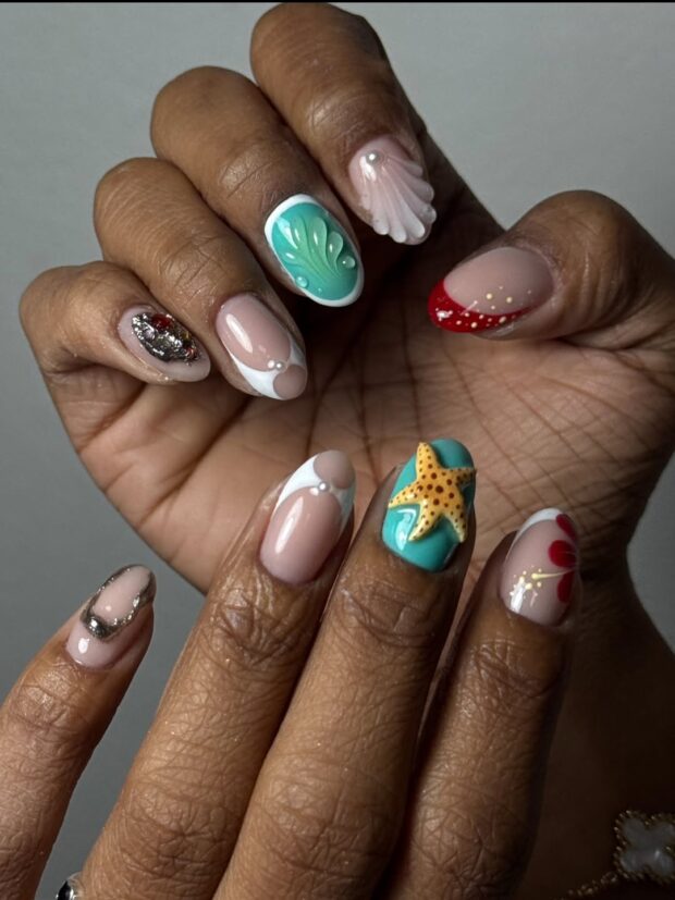 unhas inspiradas no fundo do mar