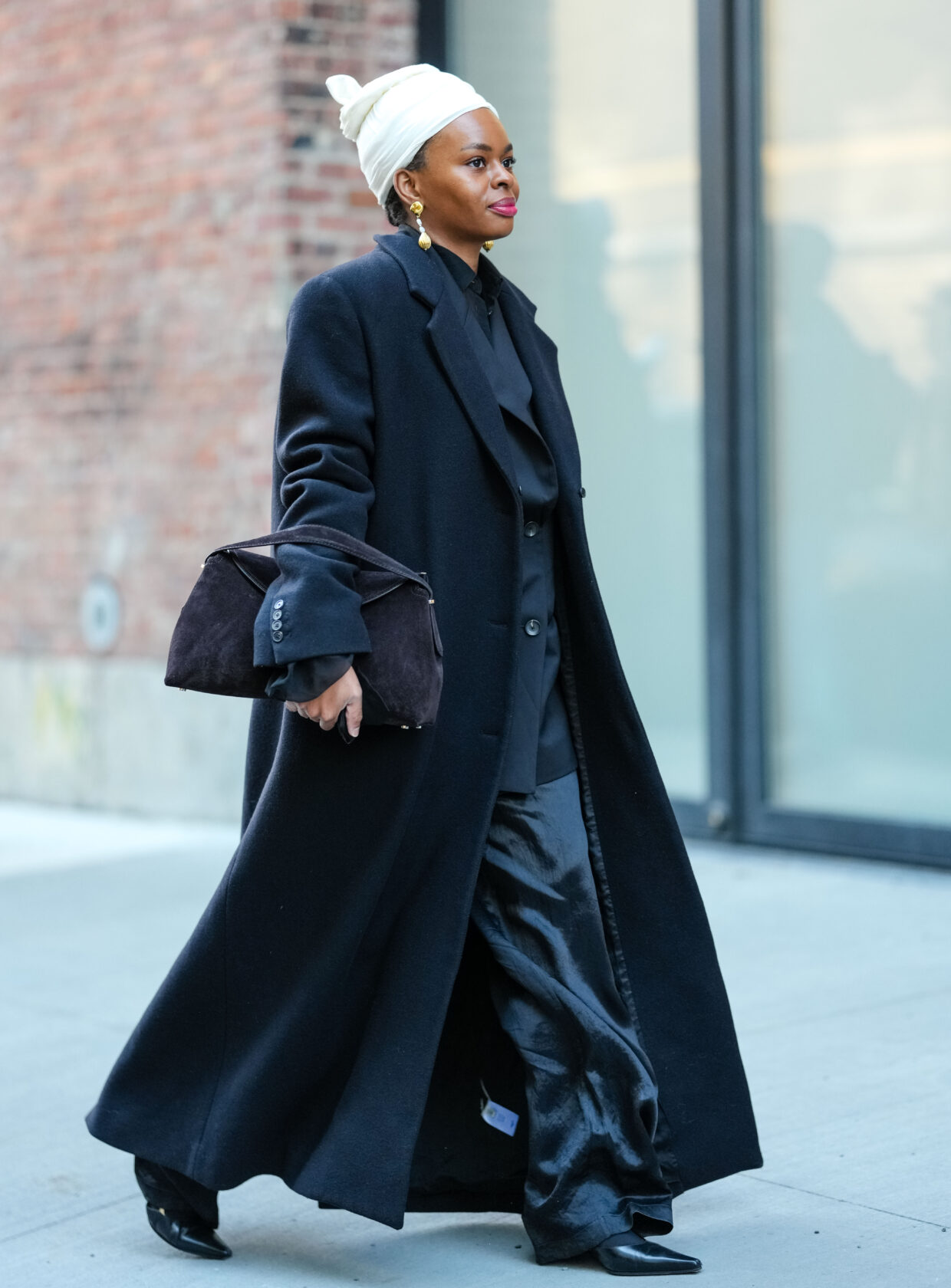 look com calça de cetim