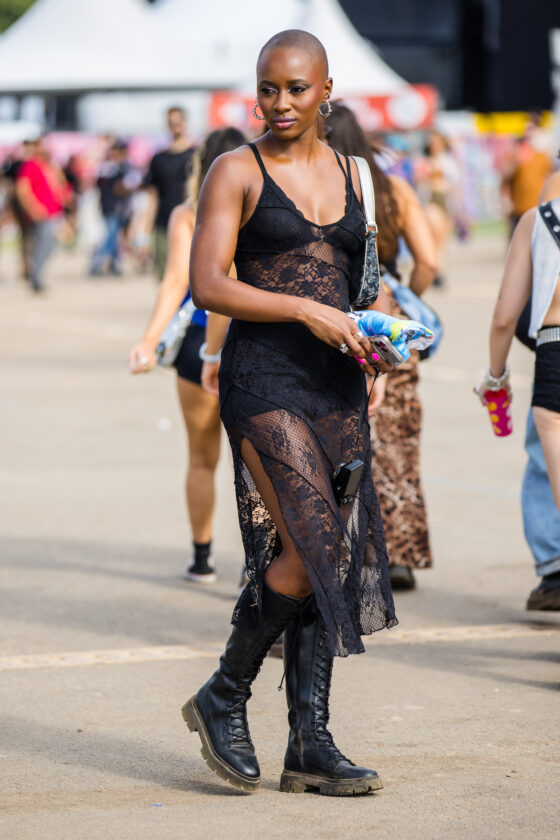 vestido de renda nos looks de street style