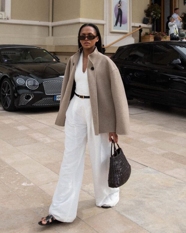 looks com jaqueta bege