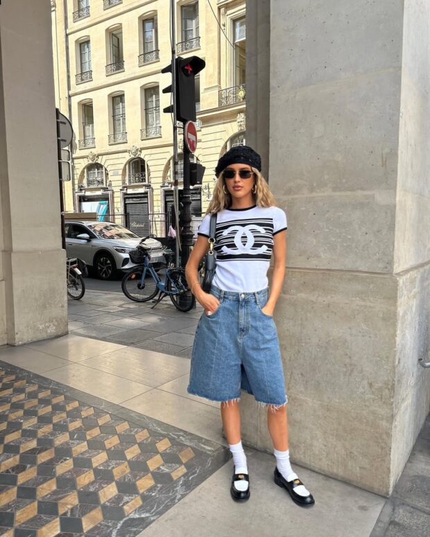 looks com bermuda jeans 