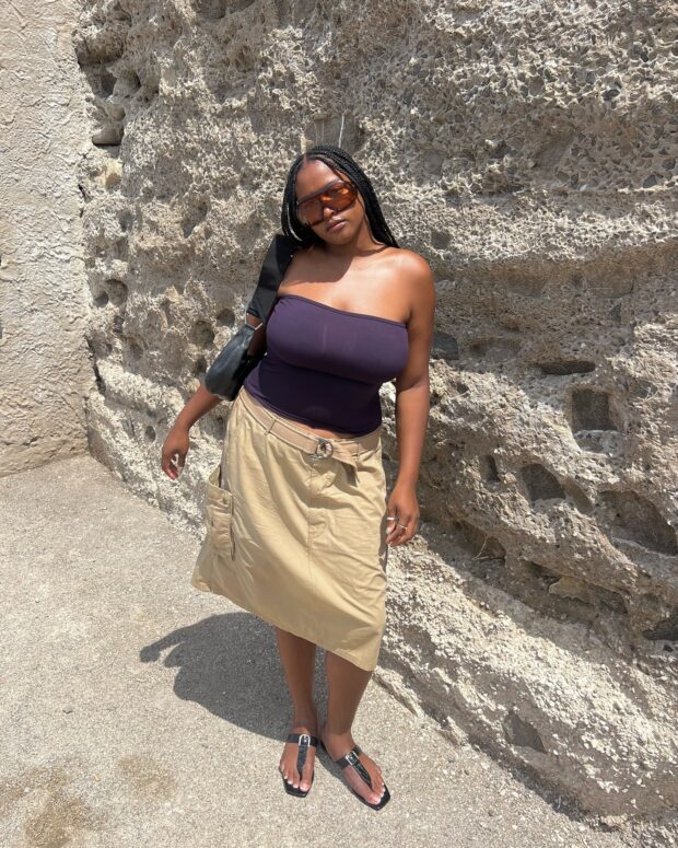 looks com saia cargo bege 