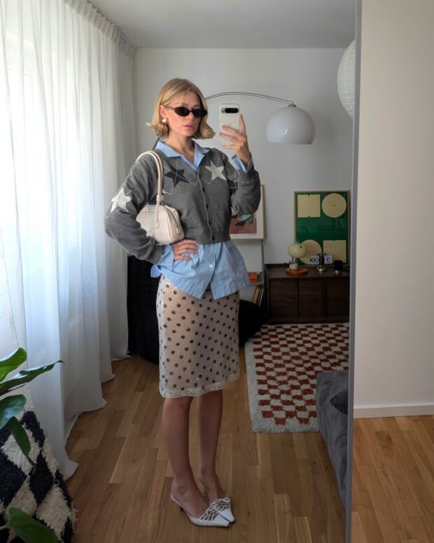 looks com saia de bolinha