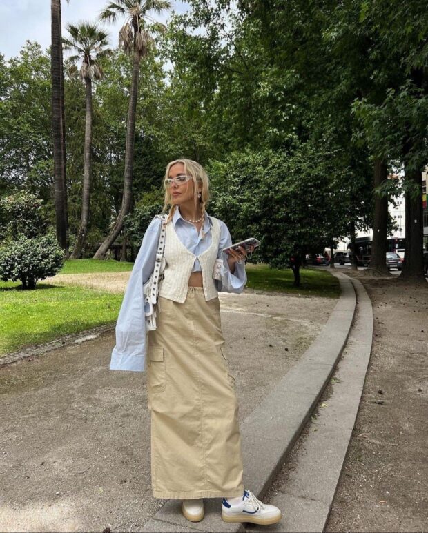 looks com saia cargo bege 