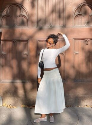 looks com saia branca