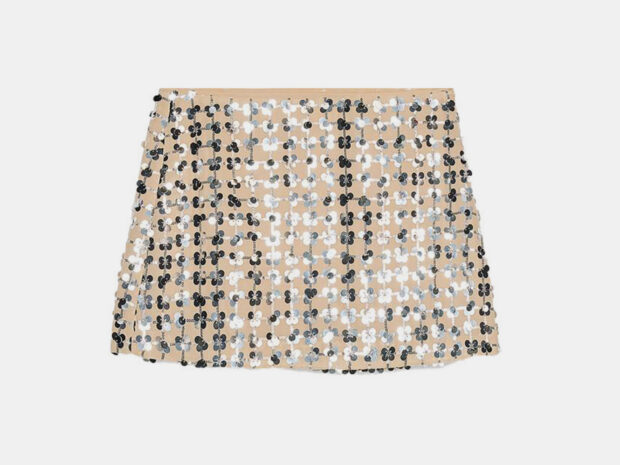 Saia de lantejoula prata 13jan26 Zara