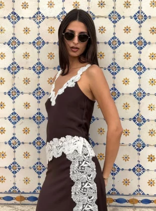 looks blusa de cetim com renda