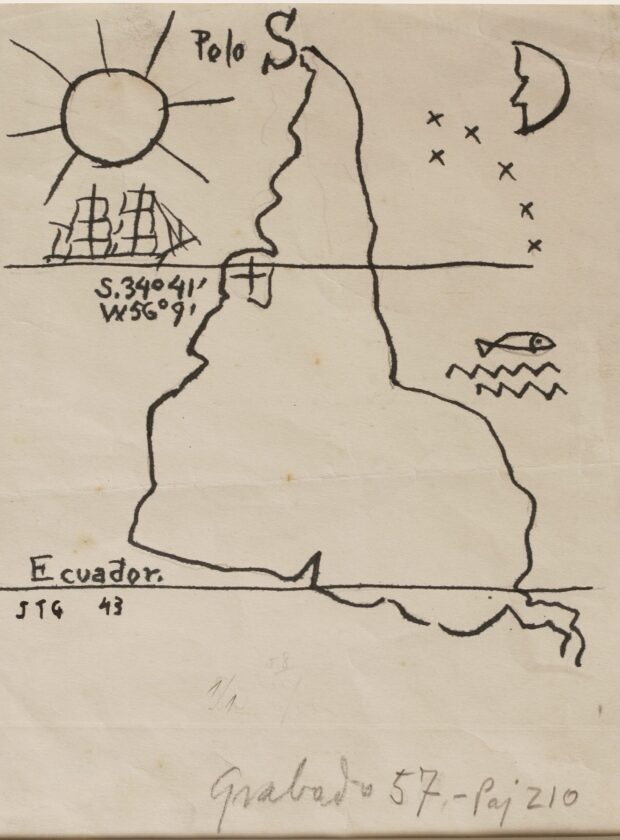 Exposições em São Paulo: gravura do artista Joaquín Torres García.