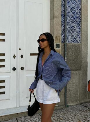 Cansada do jeans? Os looks com short branco são uma alternativa looks com short branco