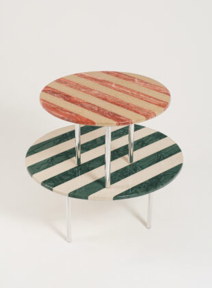 mesas com materiais reaproveitados