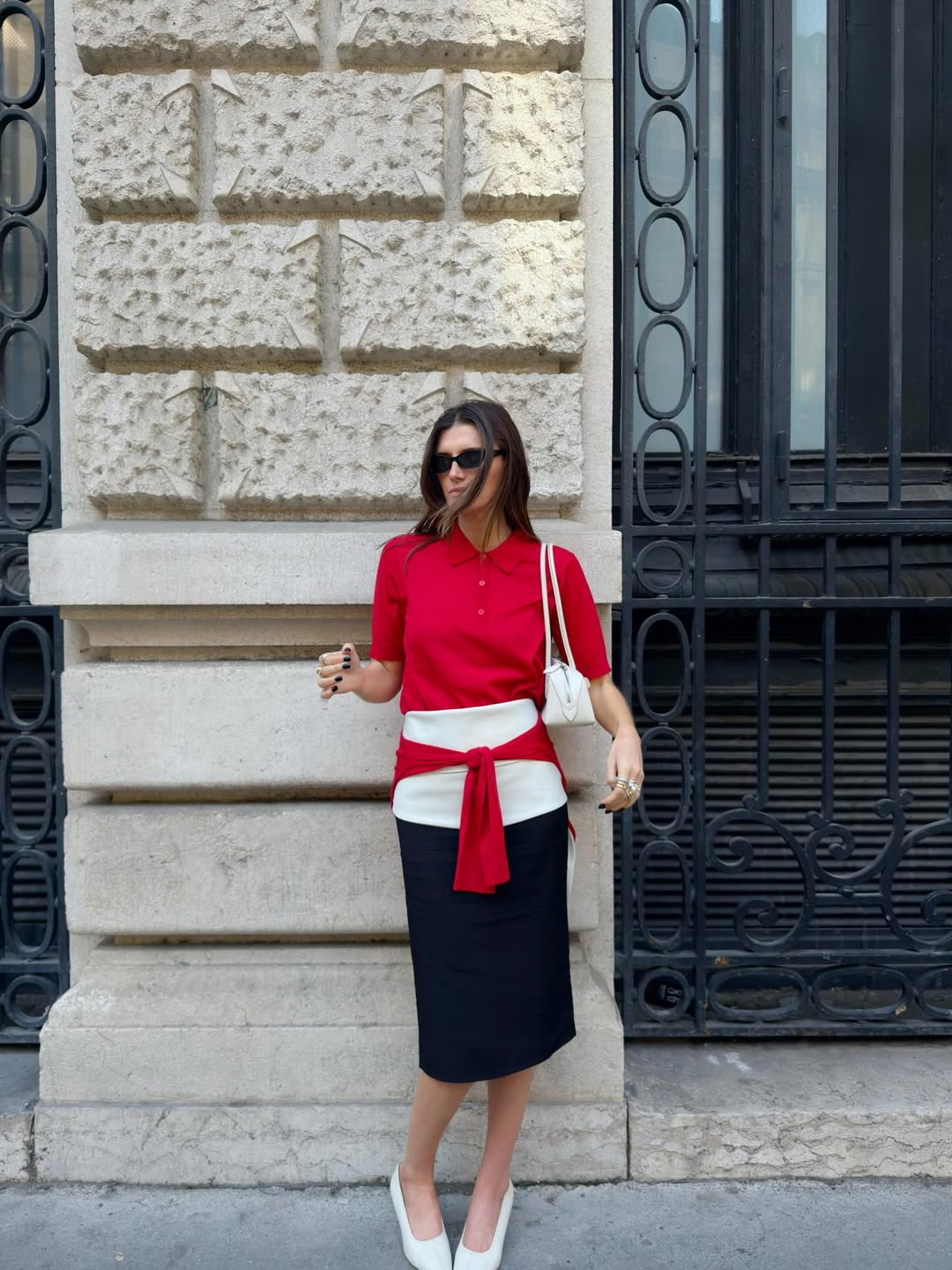 look com saia lápis preta