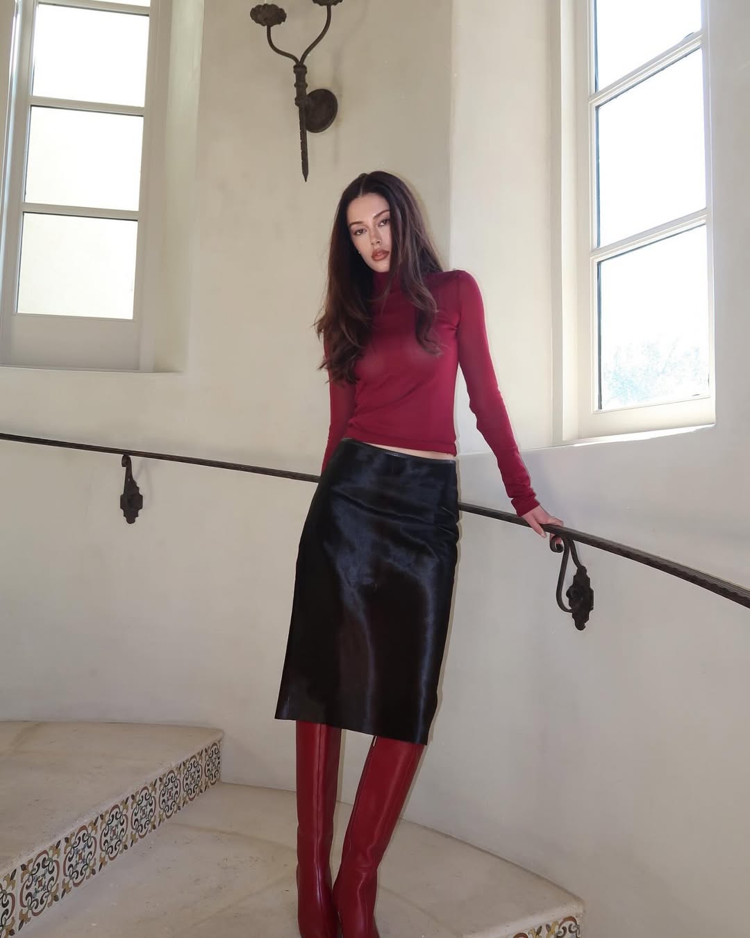 look com saia lápis preta