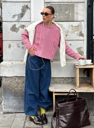 look com calça baggy feminina