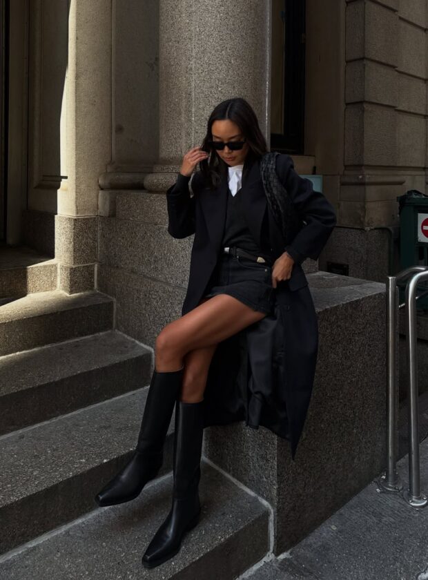 looks com sobretudo preto para usar no inverno 2026