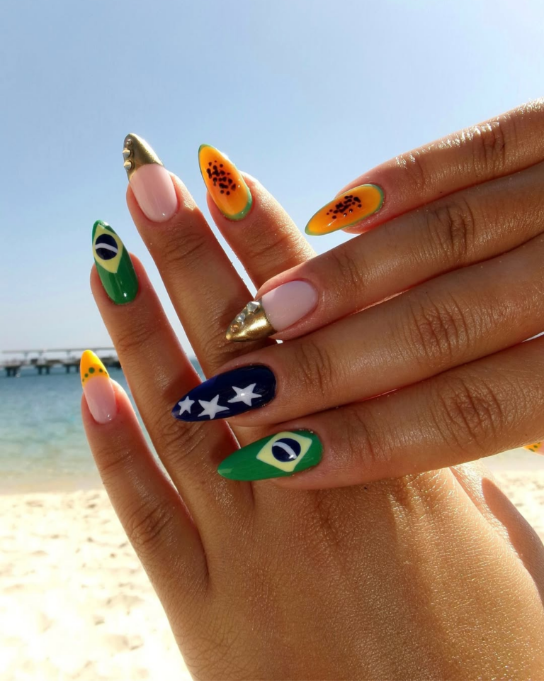 unhas decoradas para a Copa do Mundo