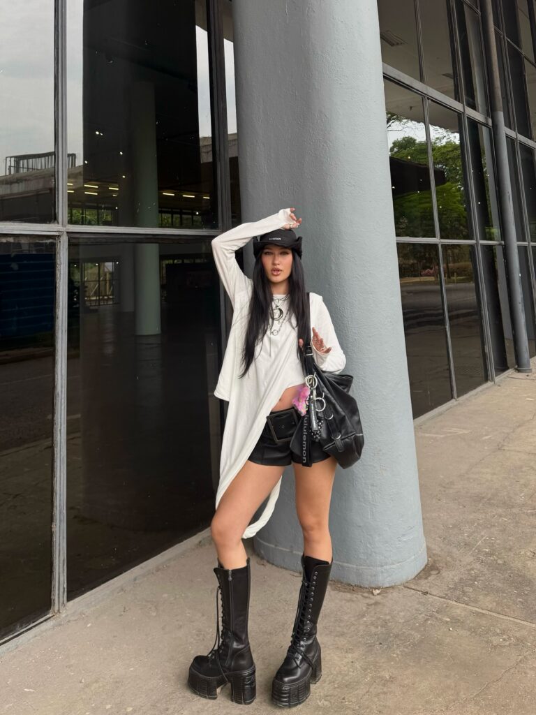 shorts de couro look 2